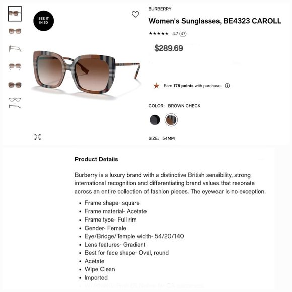 BURBERRY 'CAROLL' SQUARE LENS FULL~RIM SUNGLASSES SIGNATURE BRITISH CHECKERED - Picture 14 of 16